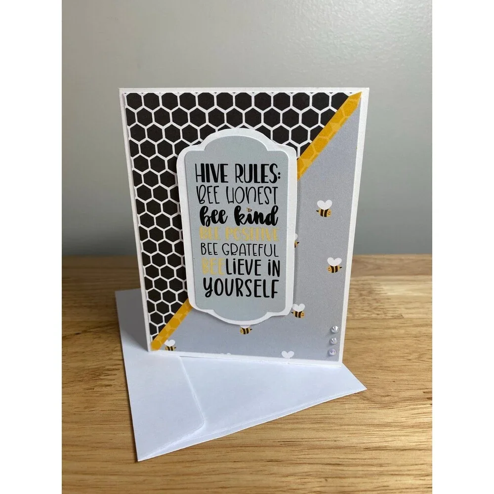 Bee Greeting Card - Handmade A2 Card – All Occasion Blank Card